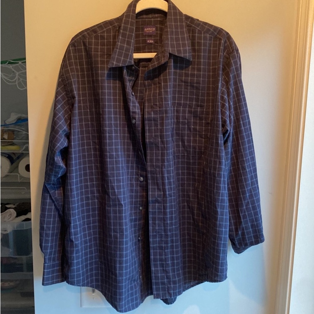 Navy Blue plaid button up